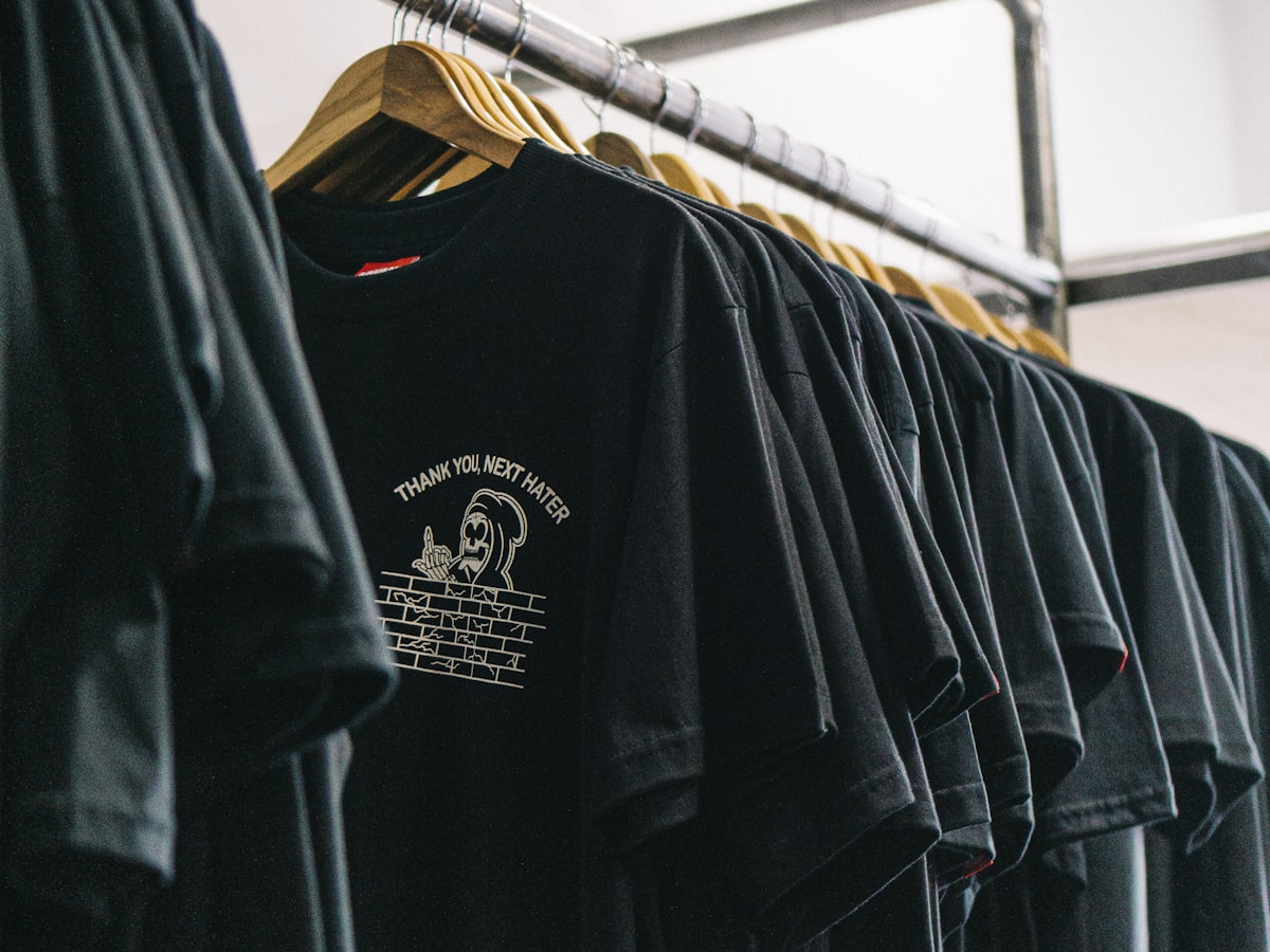 Tailored jackets on a rail in the Aldwin & Hale workroom