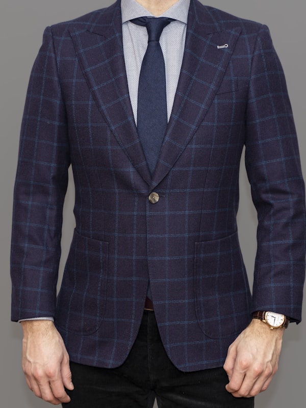 Sloane Windowpane Jacket - An unstructured windowpane sport coat - soft-shouldered and quietly characterful.
