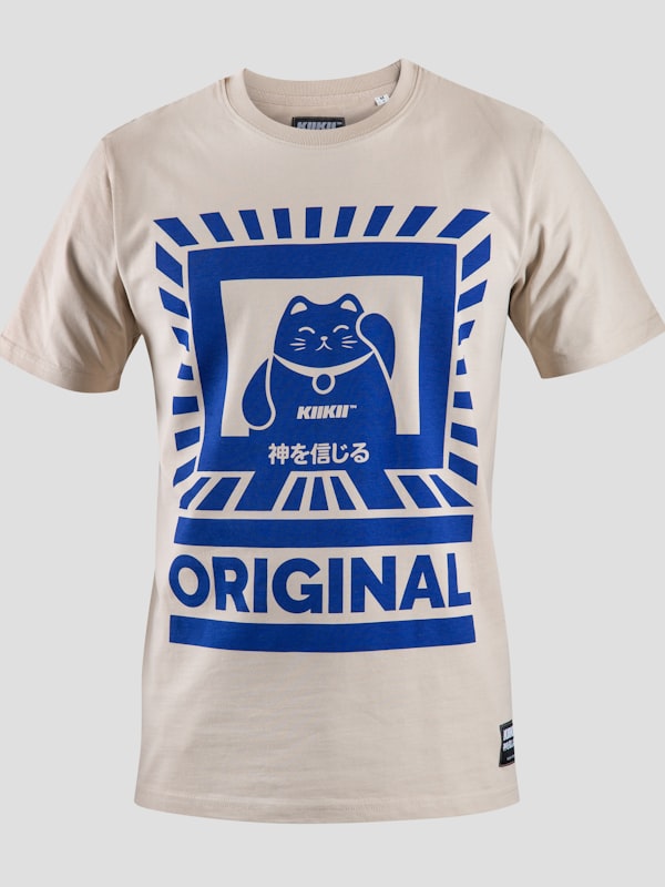 Graphic streetwear tee laid flat