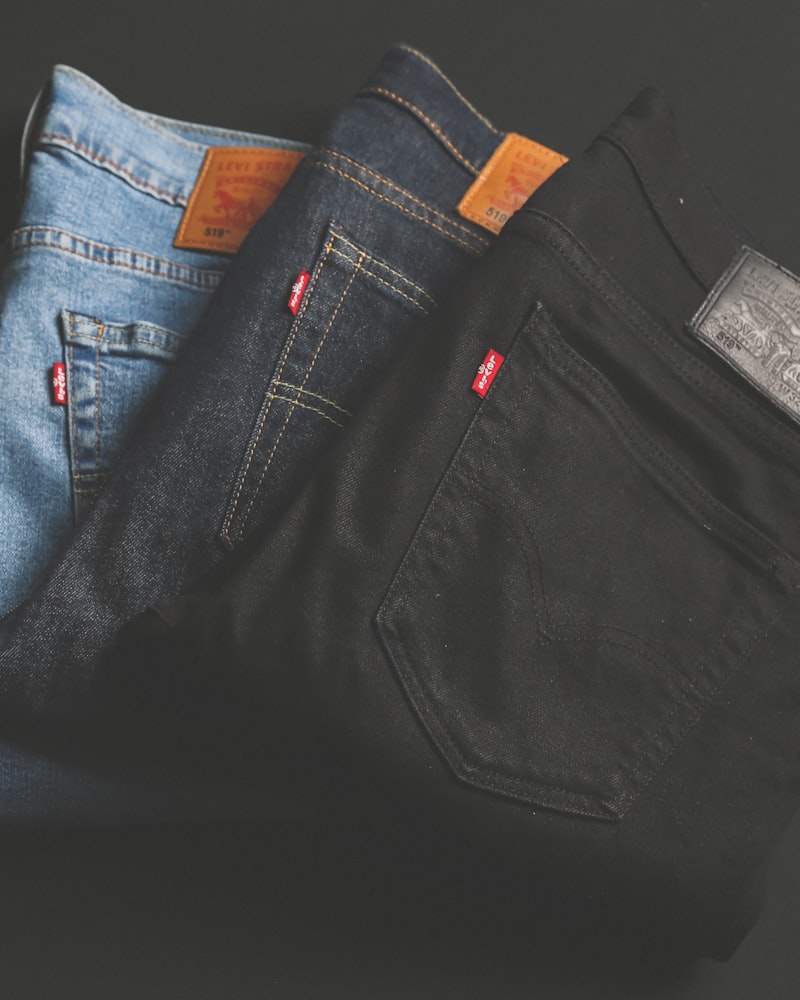 Three pairs of folded vintage Levi's jeans