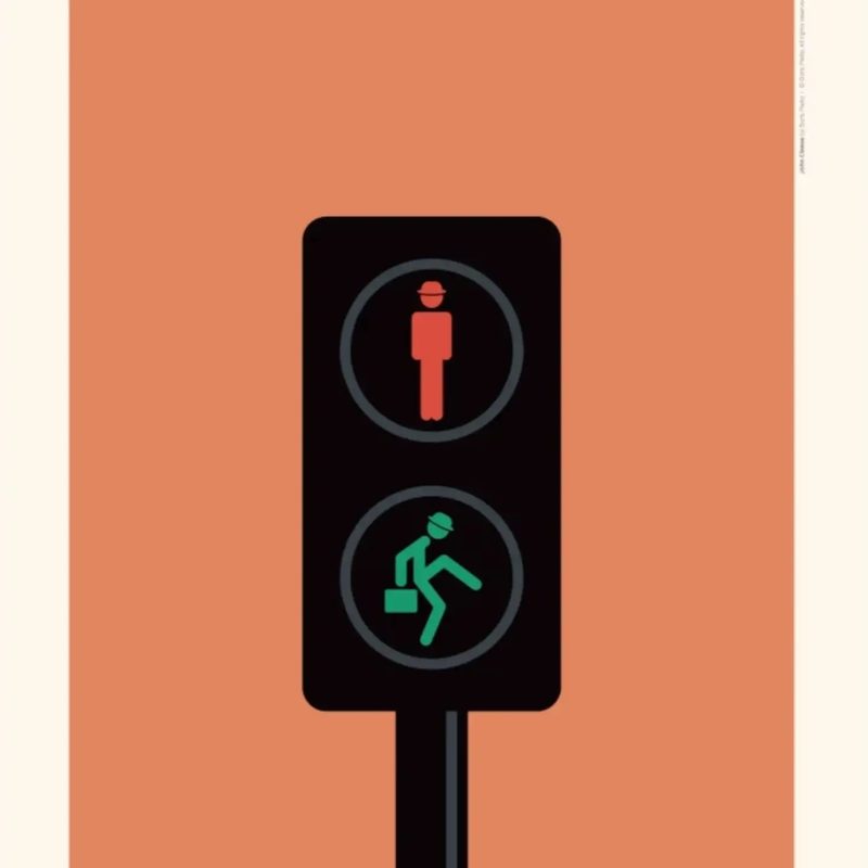 A traffic-light art print