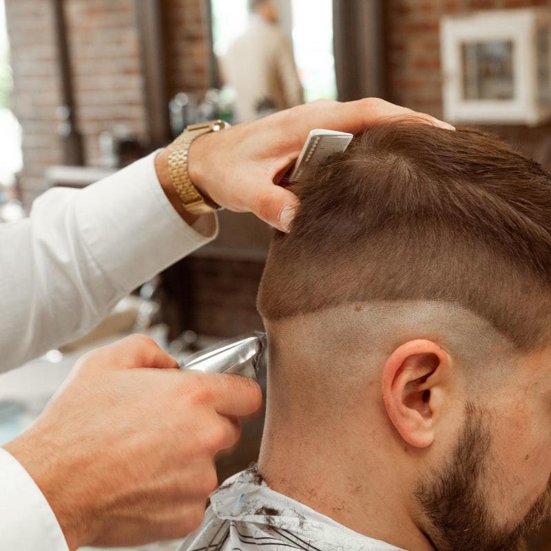 Straight-razor neck line being finished