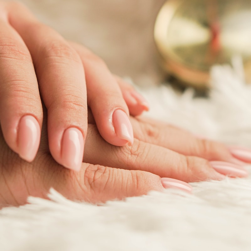 Minimalist nude nails with fine line art detailing