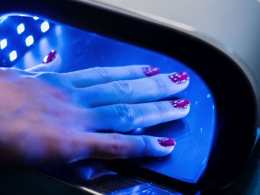 Hand curing under a UV lamp